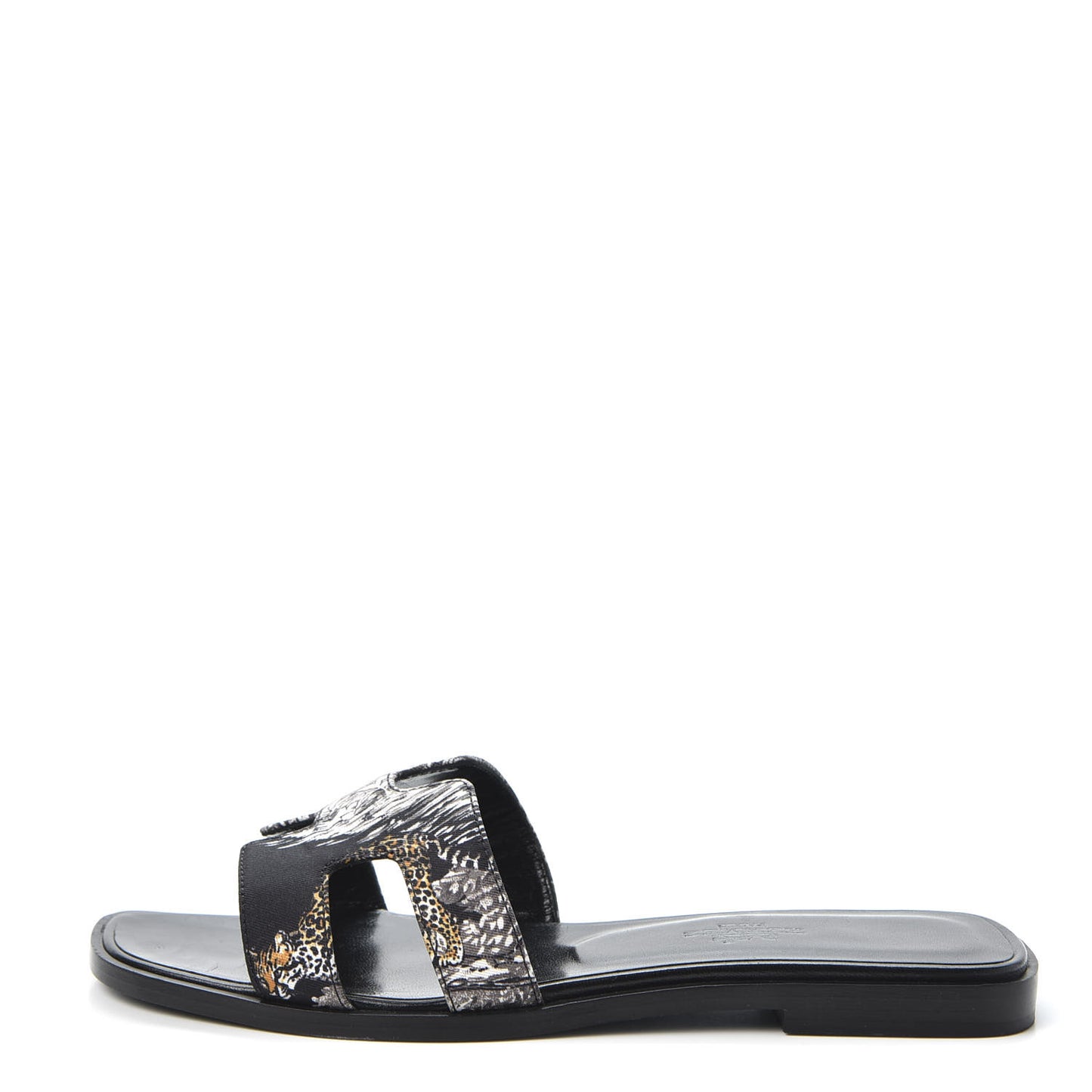 Silk Printed Equateur Tattoo Oran Sandals 35.5 Black