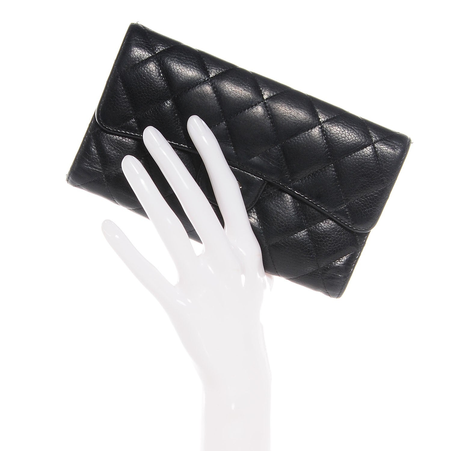 Chanel Caviar Quilted Long Flap Wallet Black 2 of 8