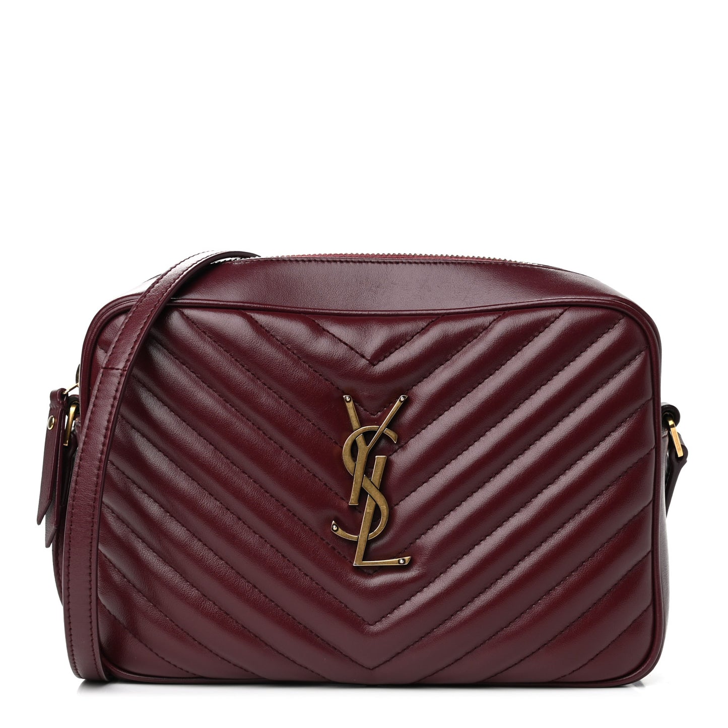 Calfskin Matelasse Monogram Lou Camera Bag Dark Legion Red