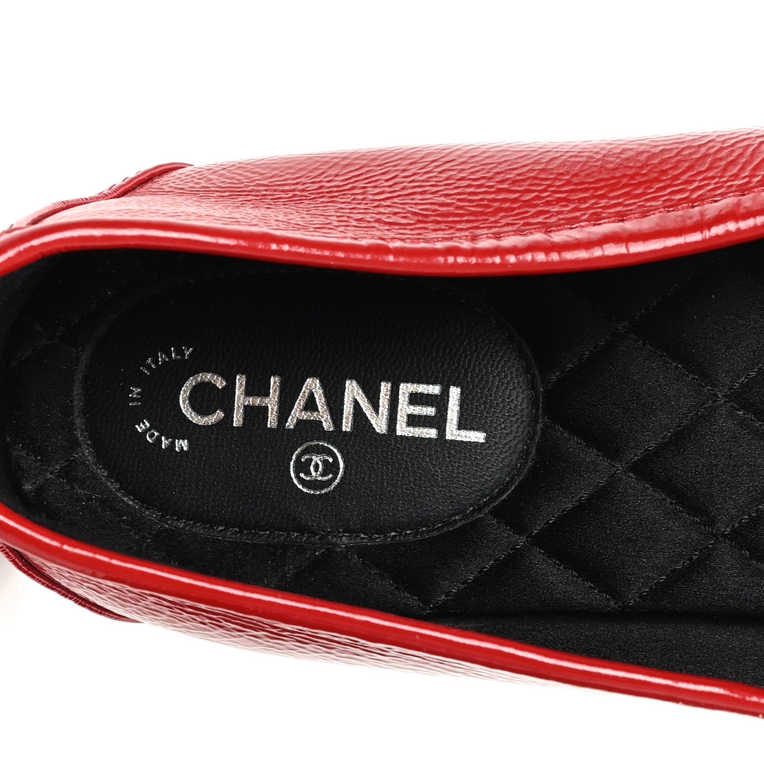 Chanel Crackled Patent Calfskin CC Chain Moccasin Loafers 39 Red 8 of 9