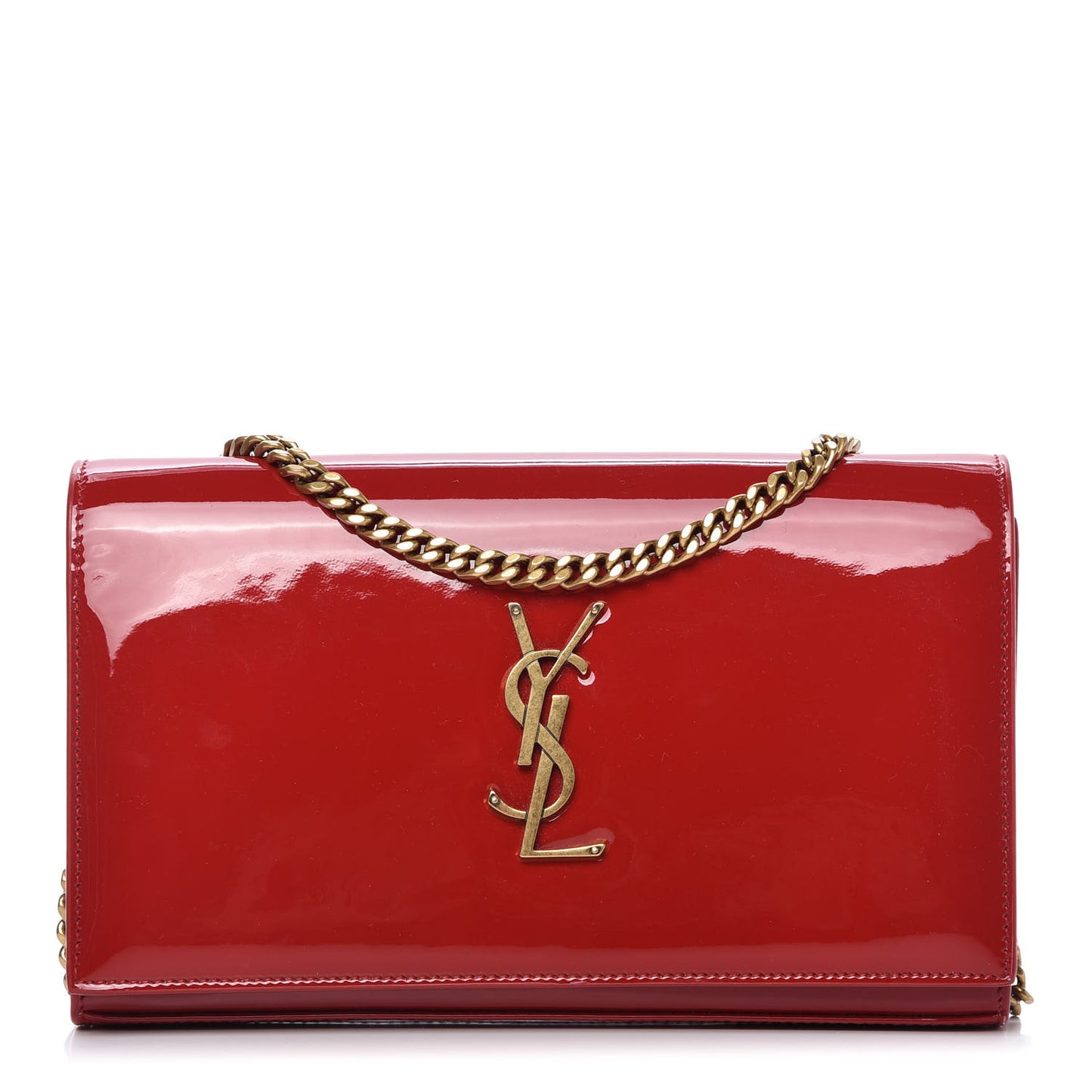 Patent Calfskin Monogram Kate Wallet On Chain Red