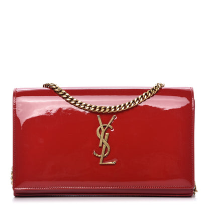 Saint Laurent Patent Calfskin Monogram Kate Wallet On Chain Red 1 of 9