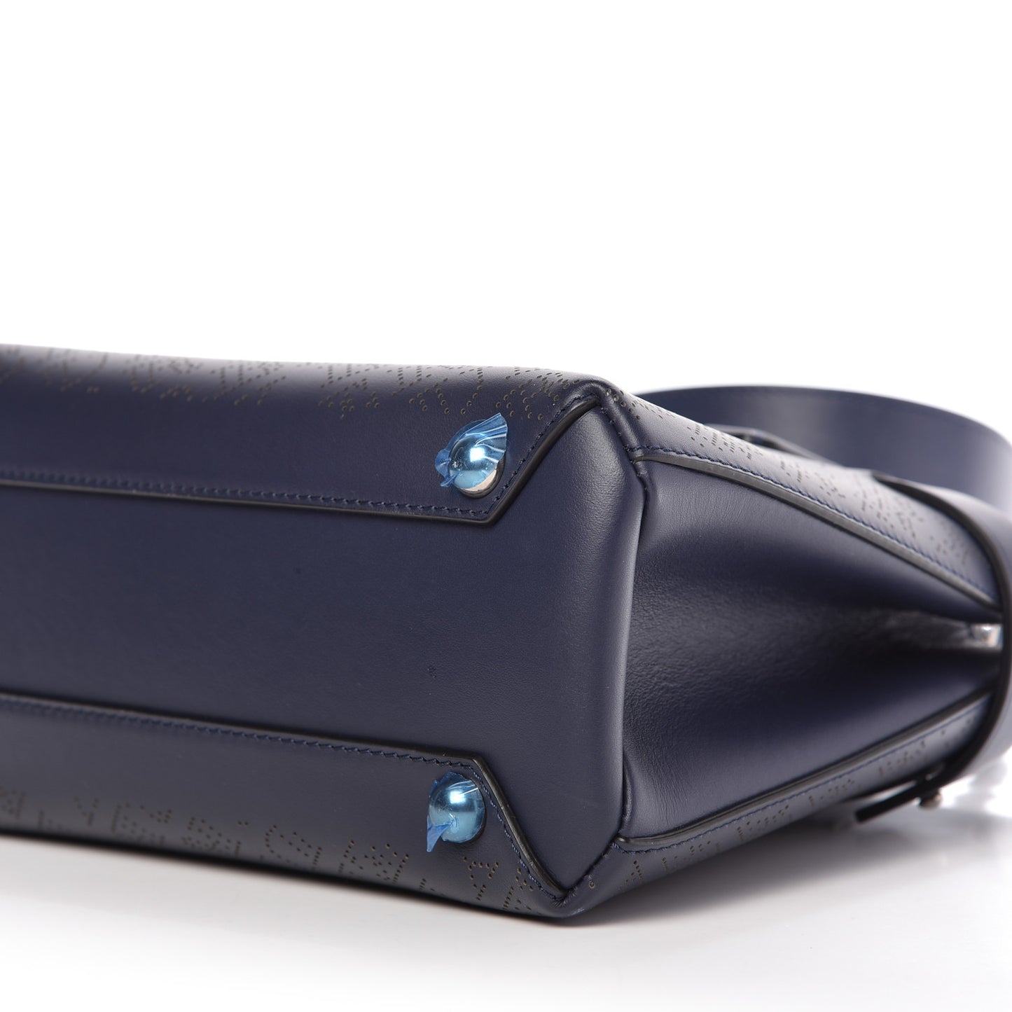 Derby Calfskin Perforated Small Banner Tote Regency Blue