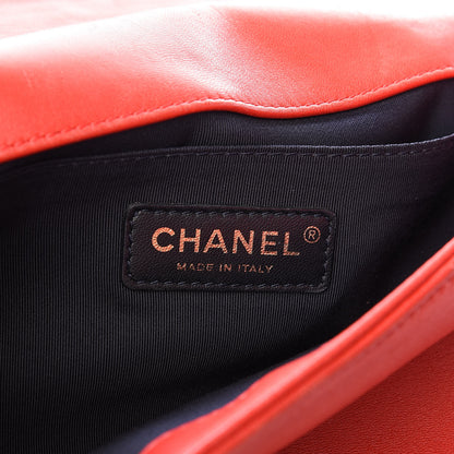 Chanel Lambskin Embossed Medium Boy Cube Flap Red 6 of 9