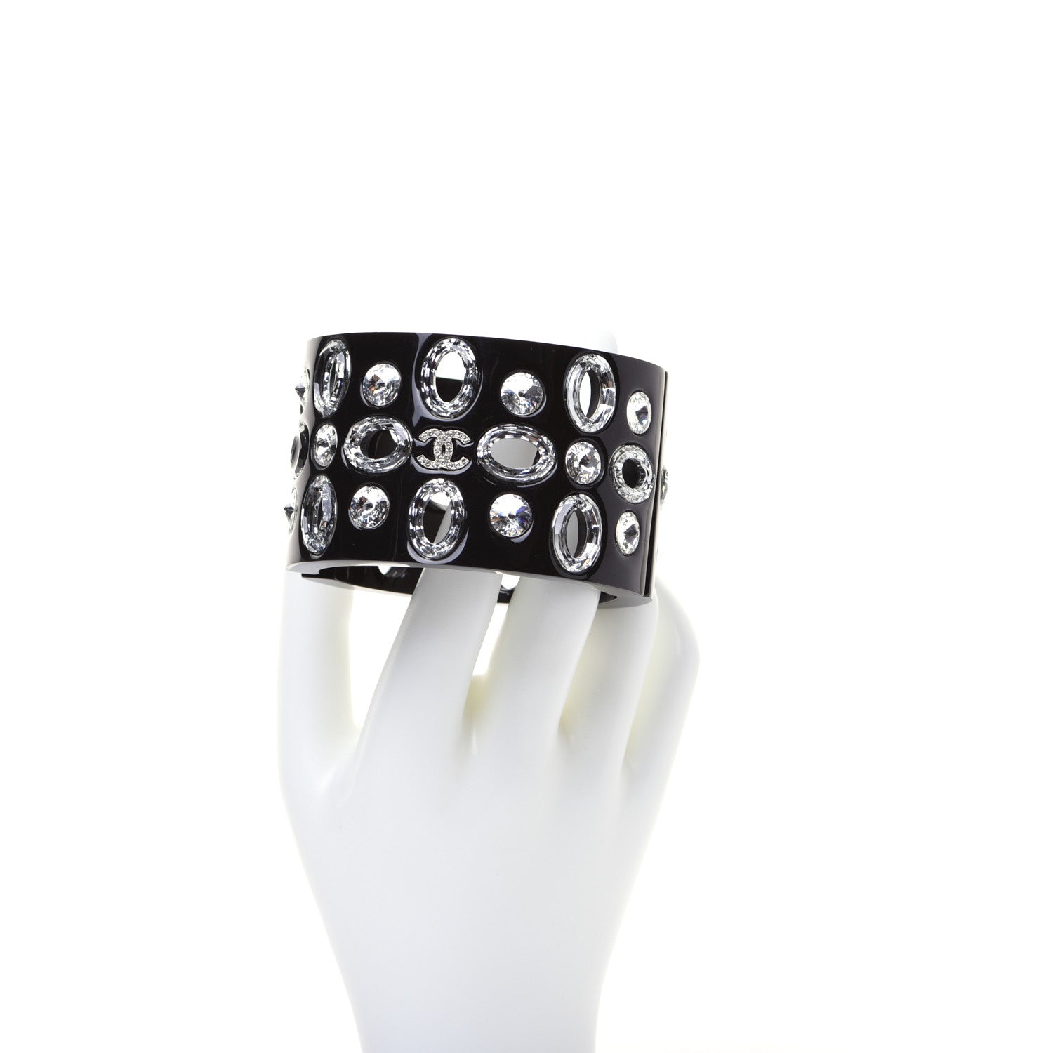 Chanel Resin Crystal CC Cuff Black 3 of 10