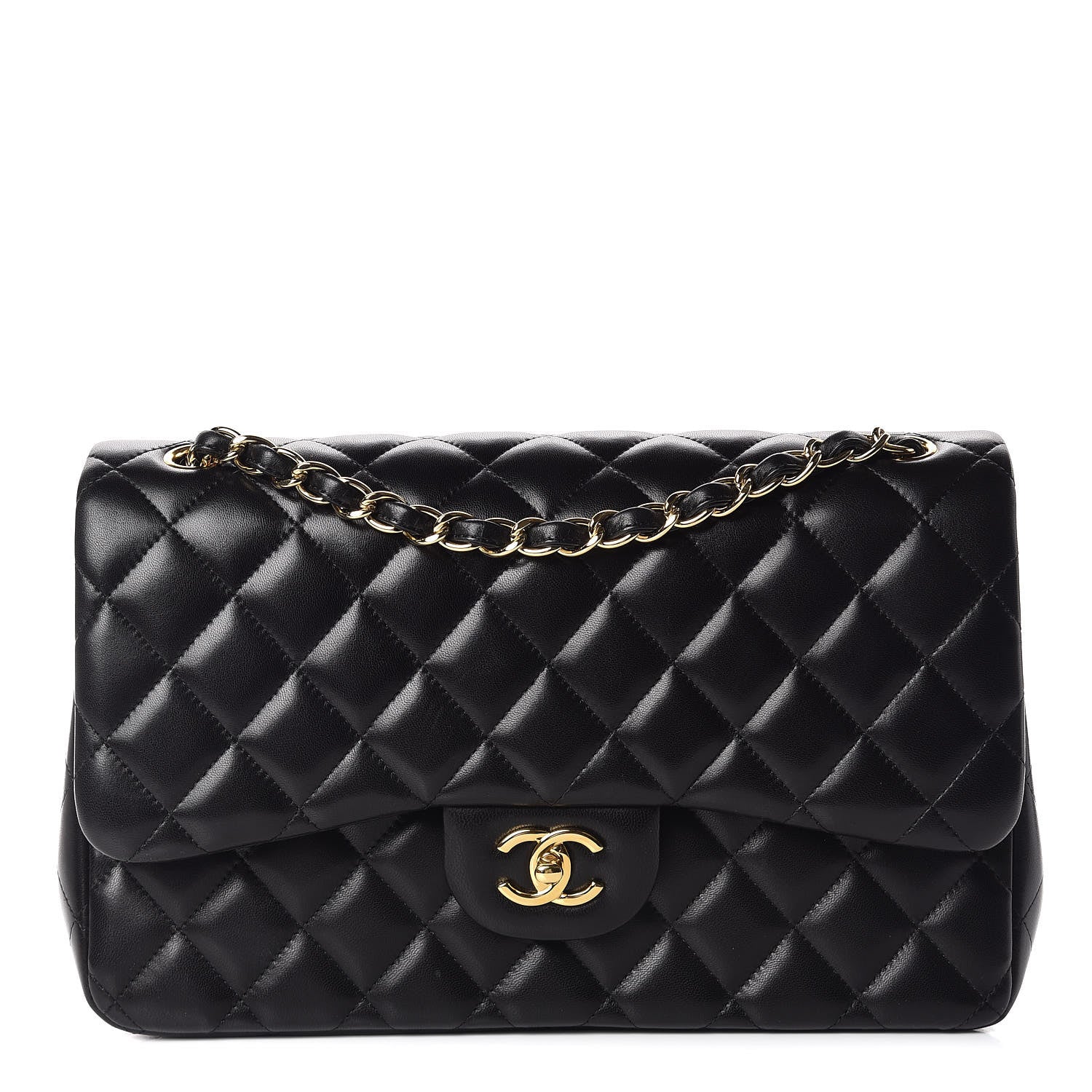 Chanel Lambskin Quilted Jumbo Double Flap Black 1 of 9