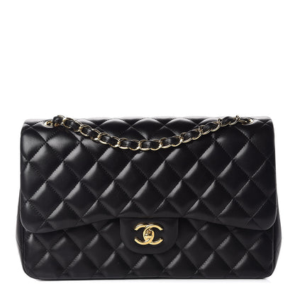 Chanel Lambskin Quilted Jumbo Double Flap Black 1 of 9