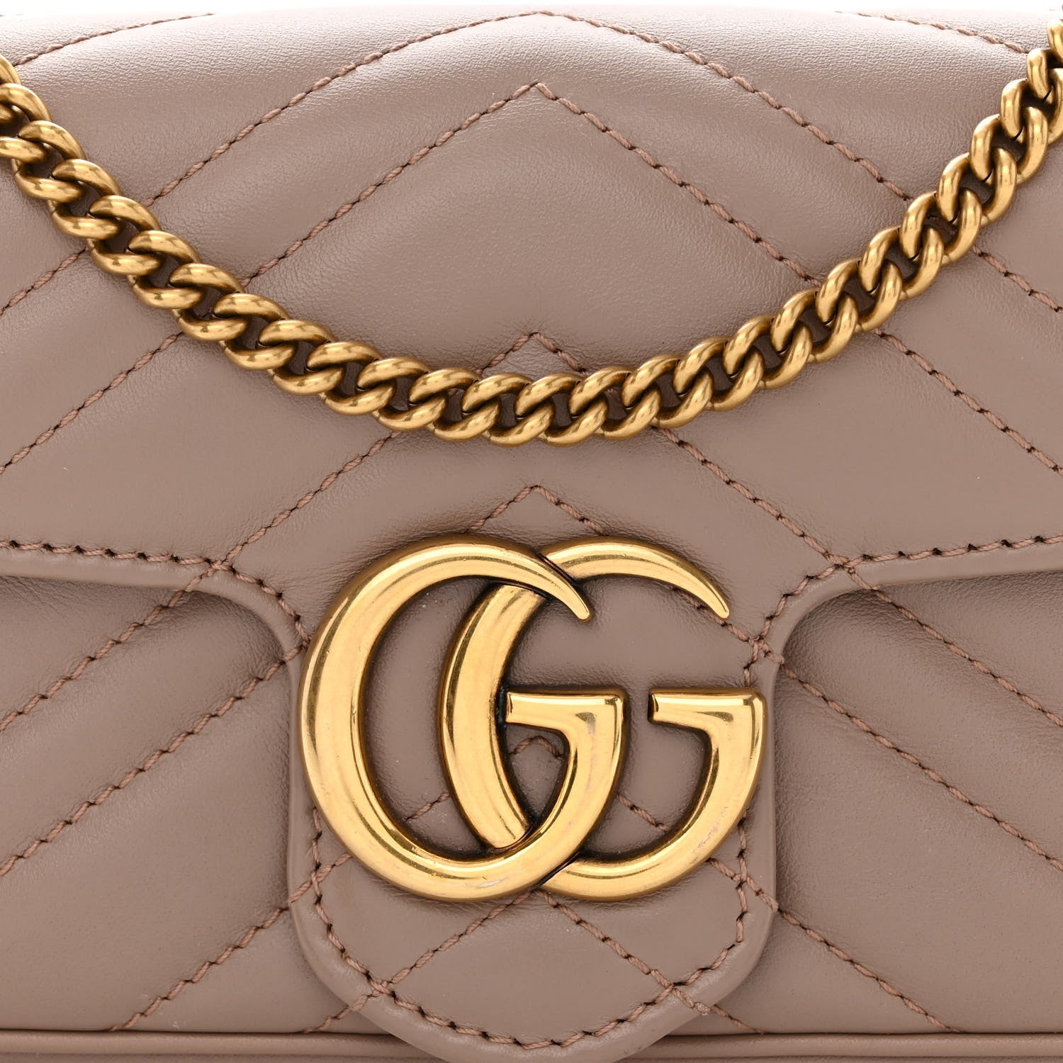 Gucci Calfskin Matelasse Super Mini GG Marmont Shoulder Bag Porcelain Rose 7 of 10