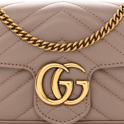 Gucci Calfskin Matelasse Super Mini GG Marmont Shoulder Bag Porcelain Rose 7 of 10