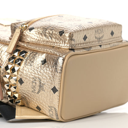 MCM Metallic Visetos Mini Side Stud Stark Backpack Gold 10 of 11