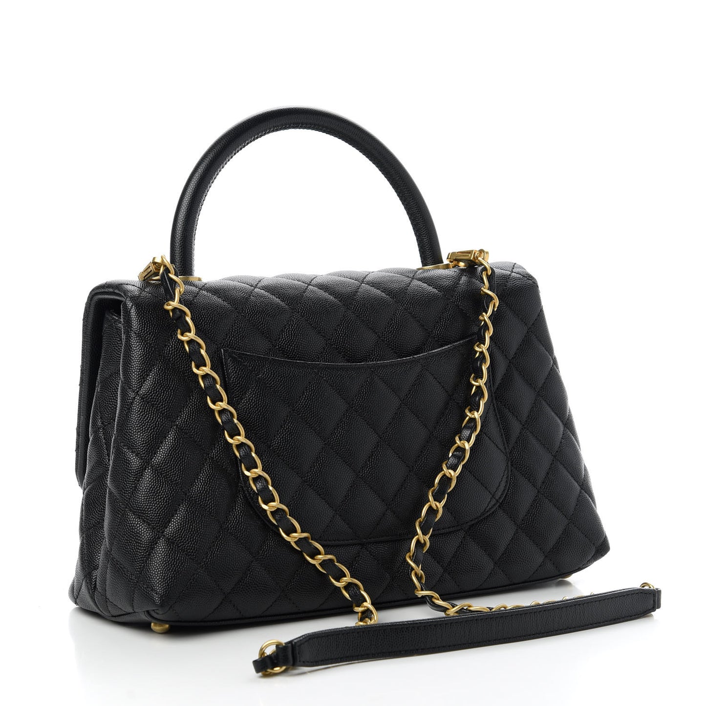 Caviar Quilted Small Coco Handle Flap Black
