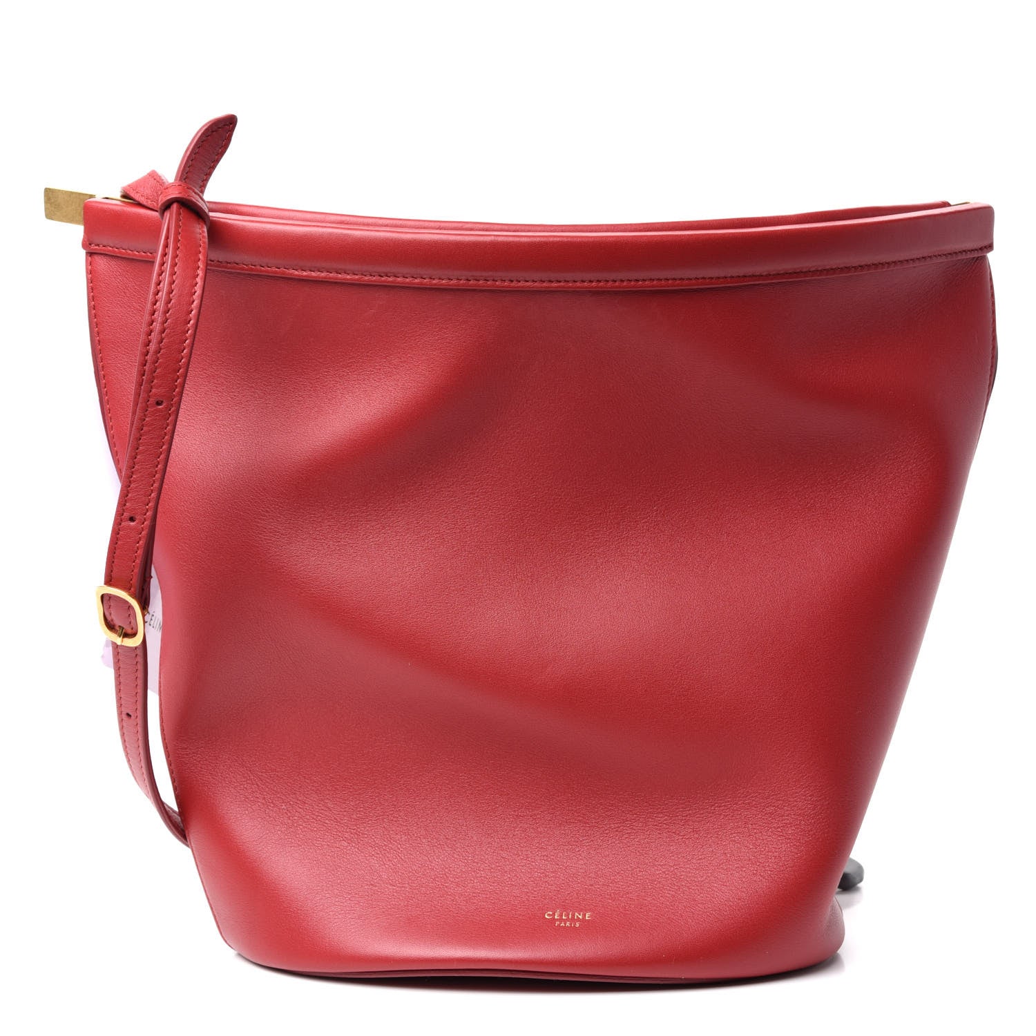 Celine Smooth Calfskin Clasp Bucket Bag Red 1 of 8