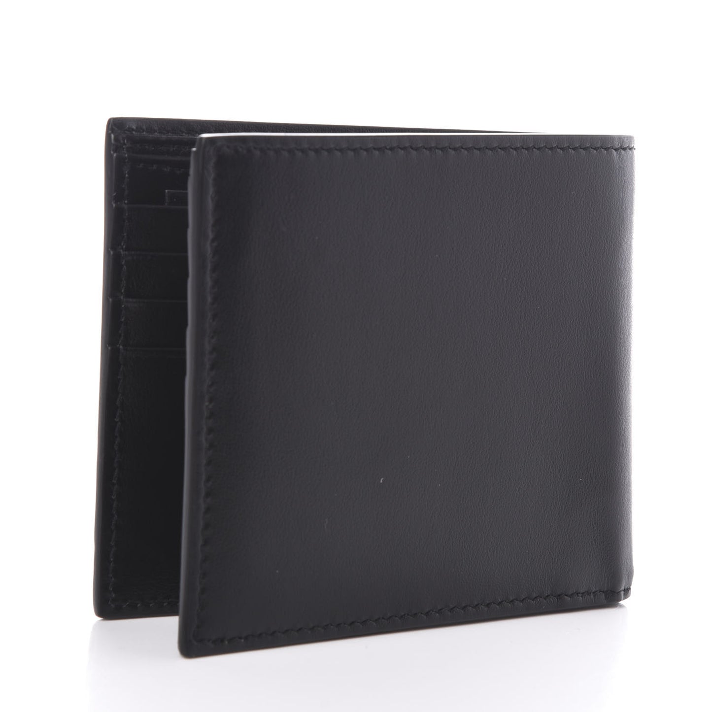 Calfskin Smoking Forever Patch Bifold Wallet Black