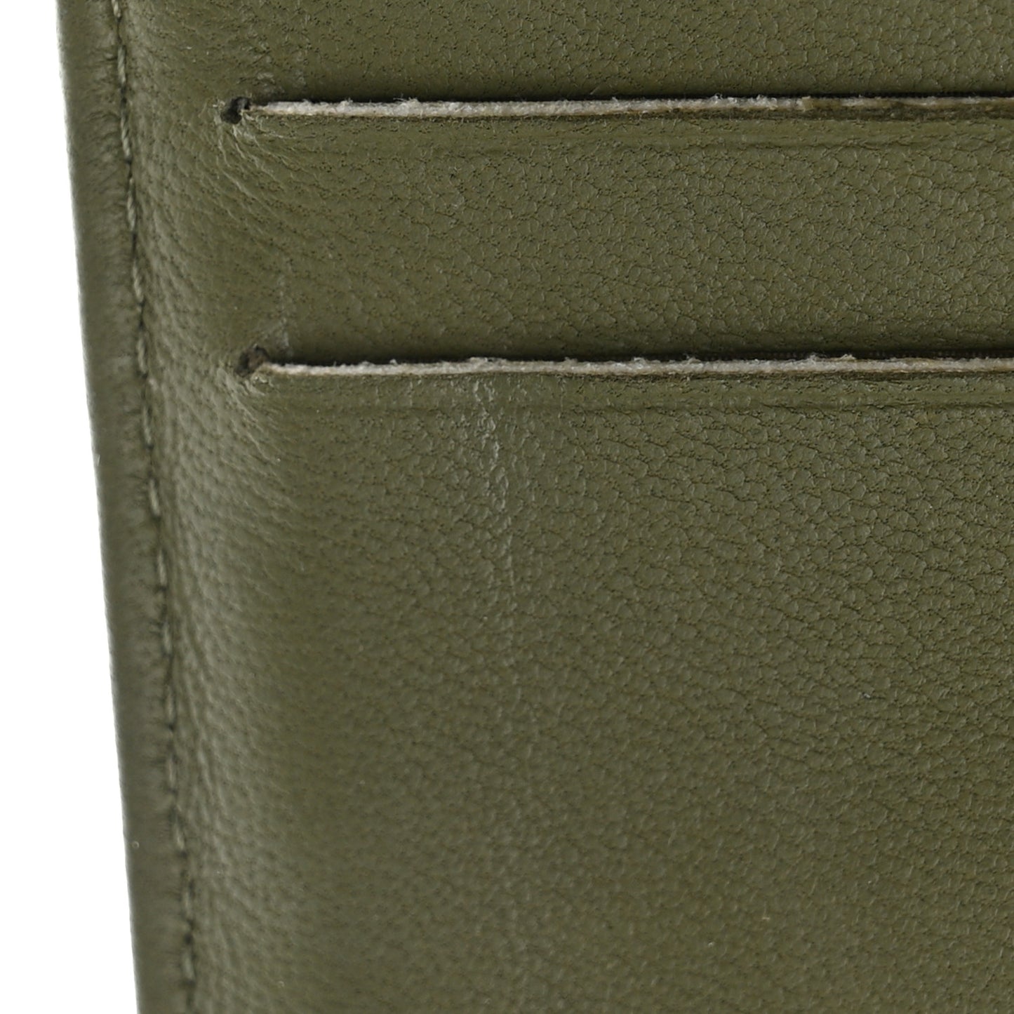 Calfskin Chevron Quilted Card Holder Wallet Khaki