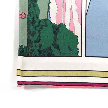 Hermes Silk Carre Wow Double Face Scarf 90 Rose Vert Rose Framboise 6 of 6