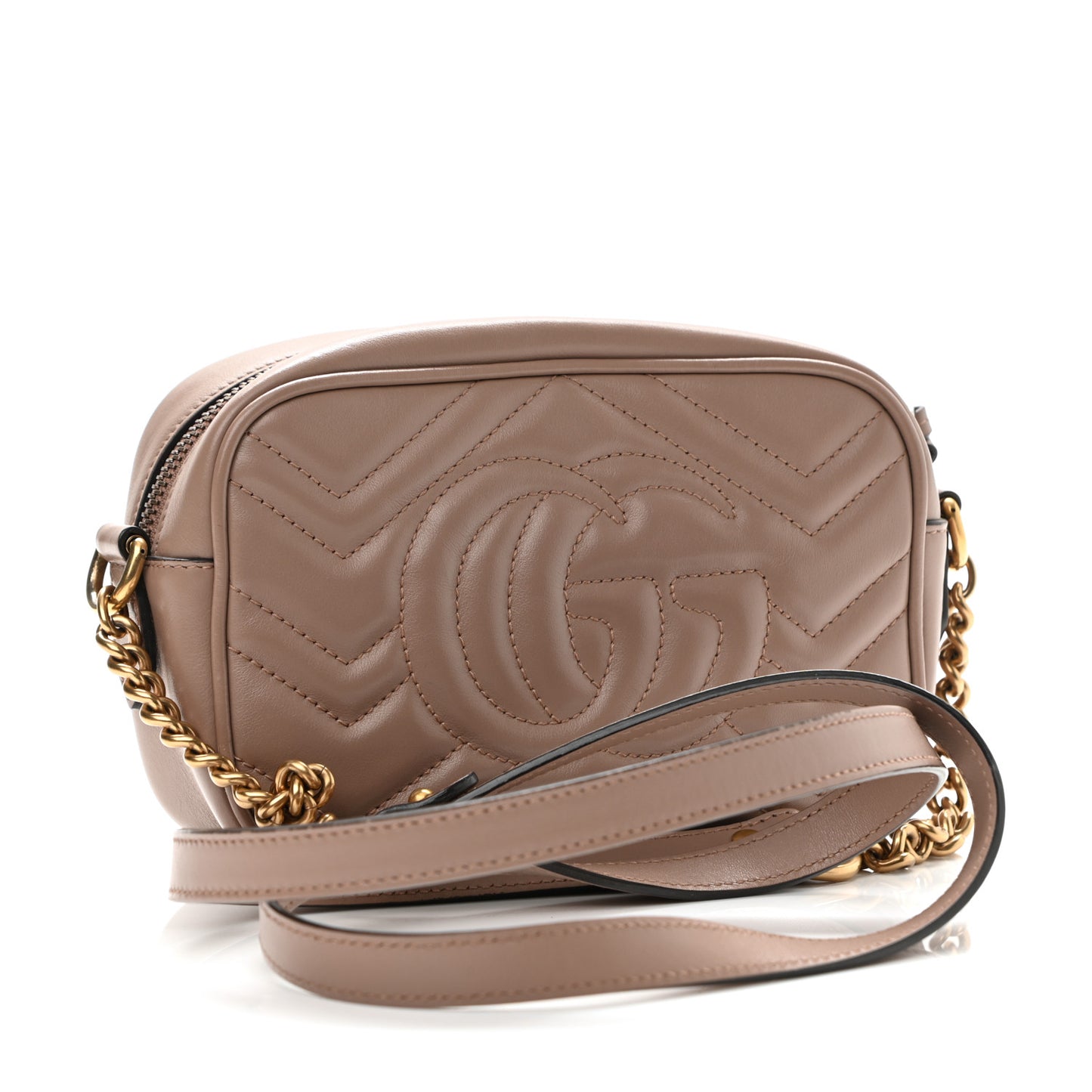 Calfskin Matelasse Mini GG Marmont Chain Shoulder Bag Porcelain Rose