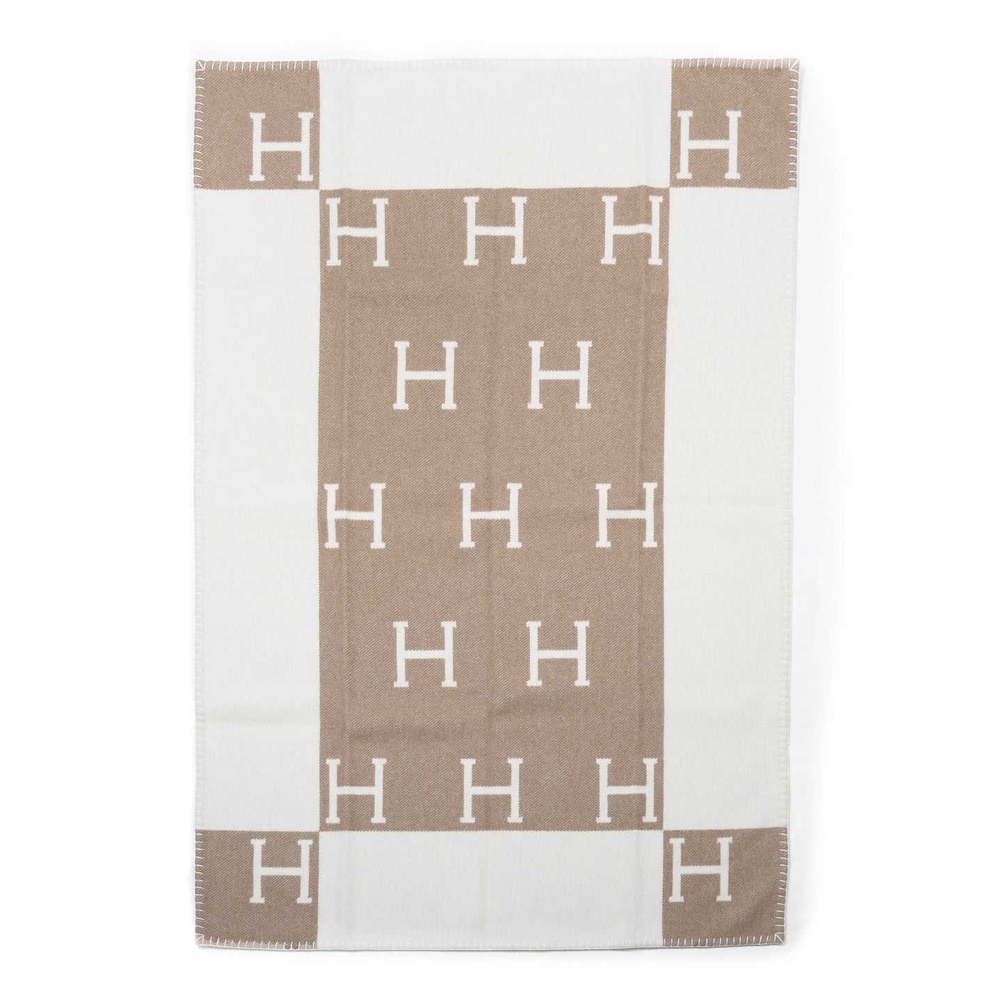 Wool Cashmere Avalon Baby Blanket Noisette Moyen White
