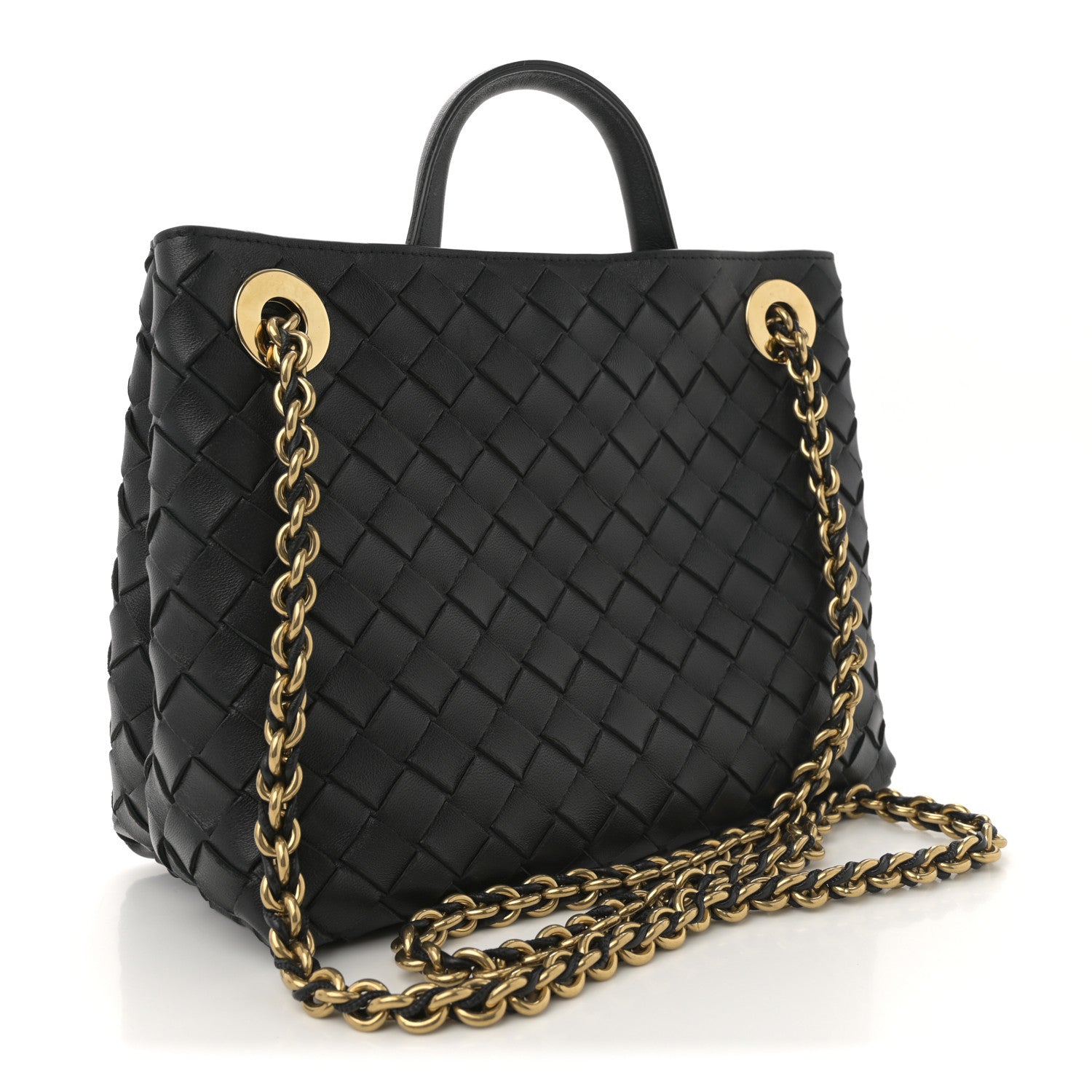 Bottega Veneta Nappa Intrecciato Small Andiamo With Chain Shoulder Bag Black 3 of 10