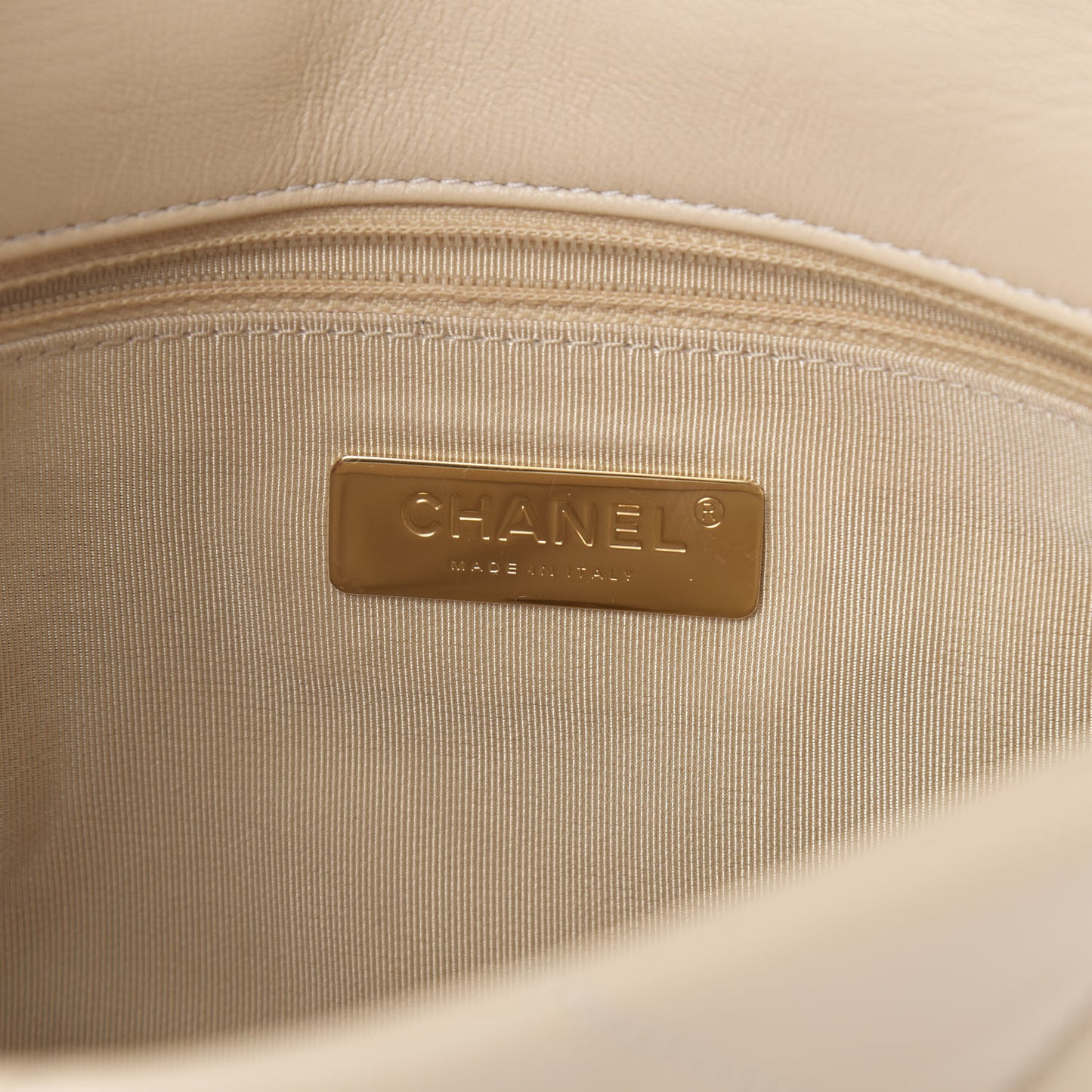 Goatskin Quilted Medium 19 Flap Beige