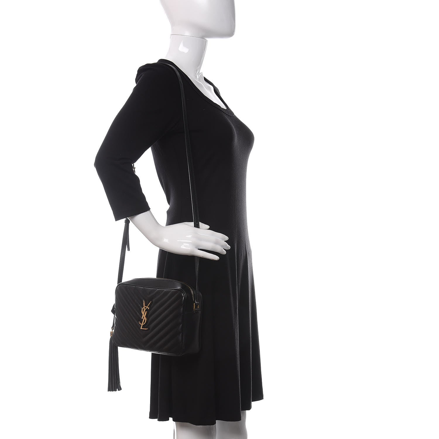 Saint Laurent Calfskin Matelasse Monogram Lou Camera Bag Black 2 of 11