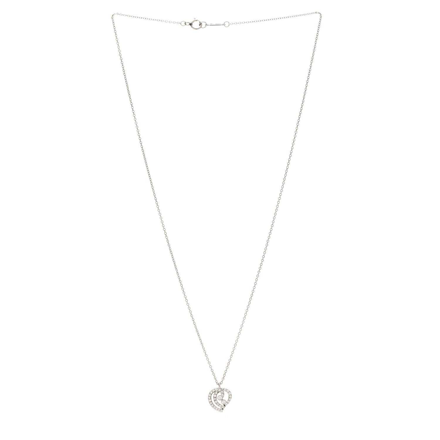 Tiffany Platinum Diamond Enchant Heart Pendant Necklace 3 of 6