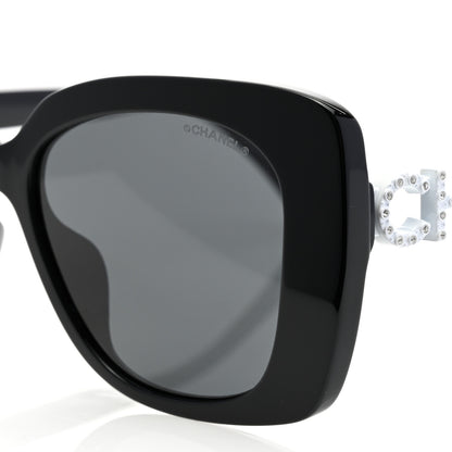 Chanel Acetate Strass Polarized Square Sunglasses 5422-B-A Black White 5 of 8