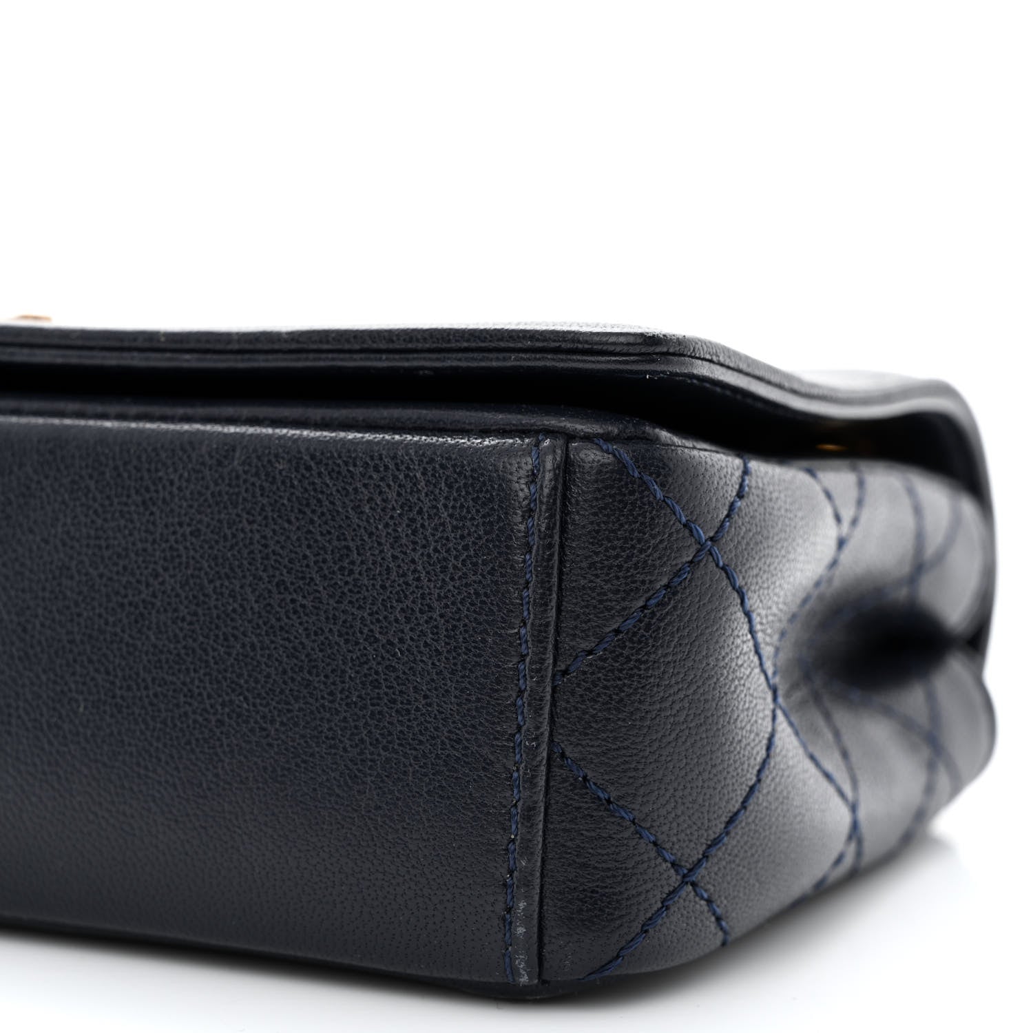 Chanel Sheepskin Quilted Small Vintage Mademoiselle Flap Dark Navy 10 of 13