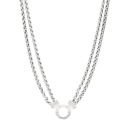 David Yurman Sterling Silver Diamond 18mm Double Wheat Chain Necklace 1 of 3