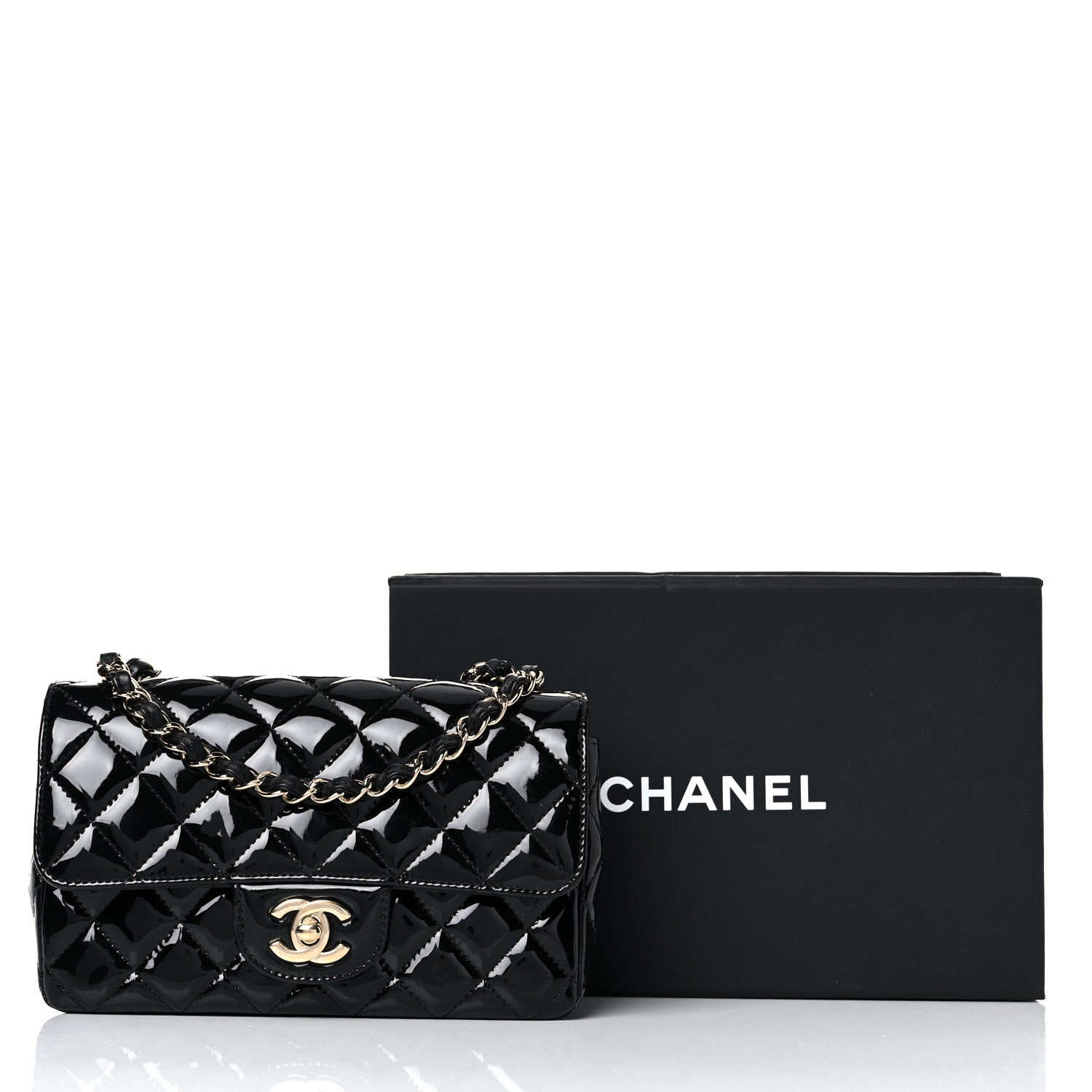 Chanel Patent Calfskin Quilted Mini Rectangular Flap Black 12 of 12