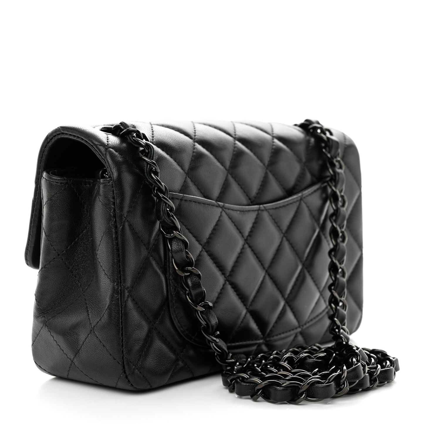 Lambskin Quilted Mini Rectangular Flap So Black