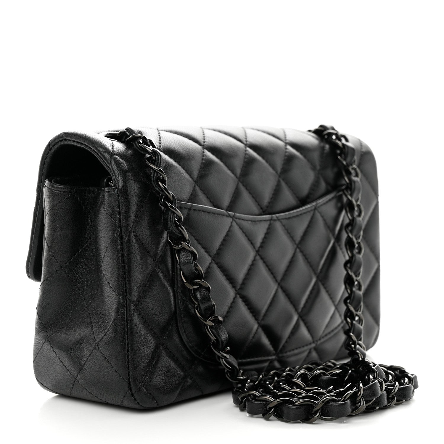 Chanel Lambskin Quilted Mini Rectangular Flap So Black 3 of 12