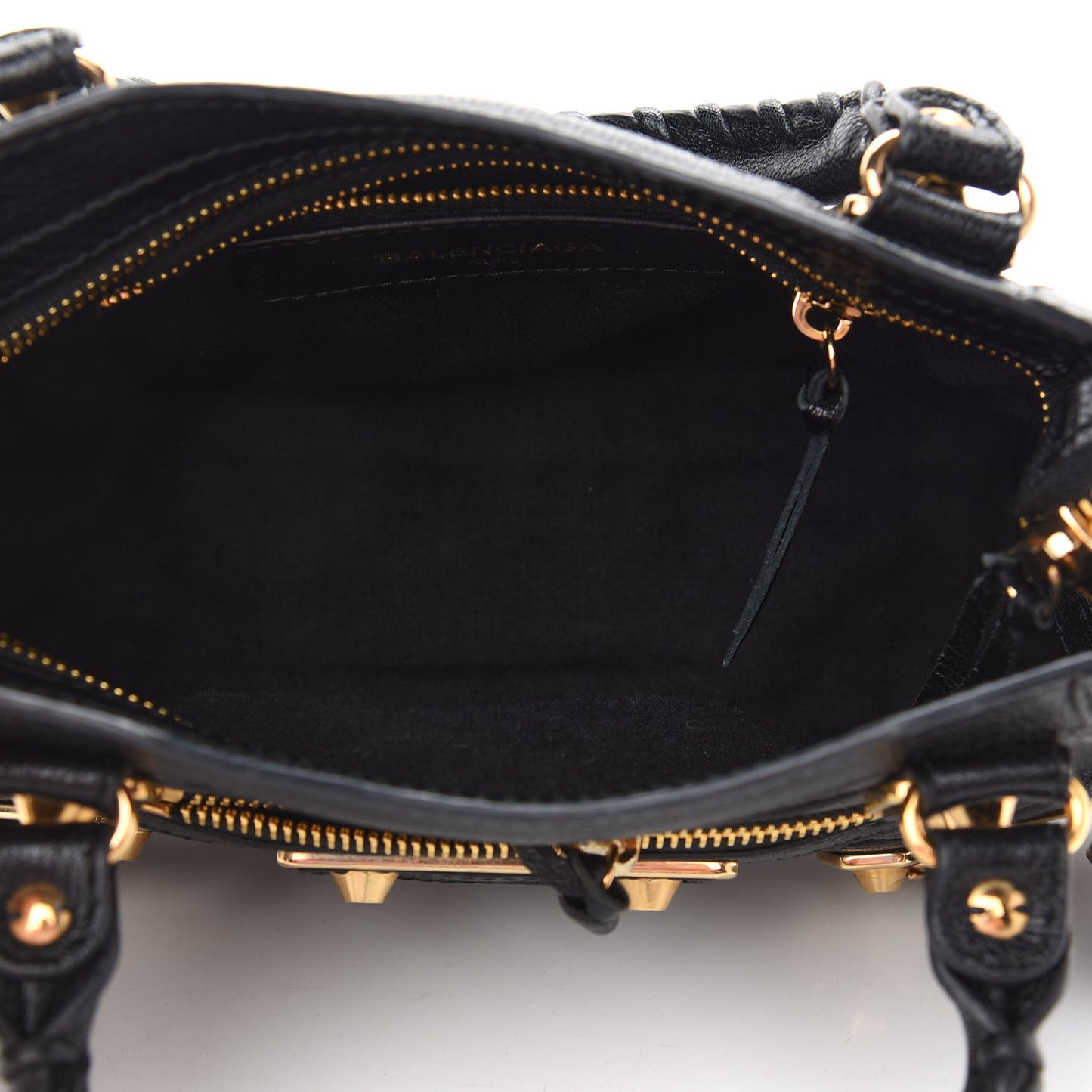 Chevre Gold Metallic Edge Hardware Mini City Black