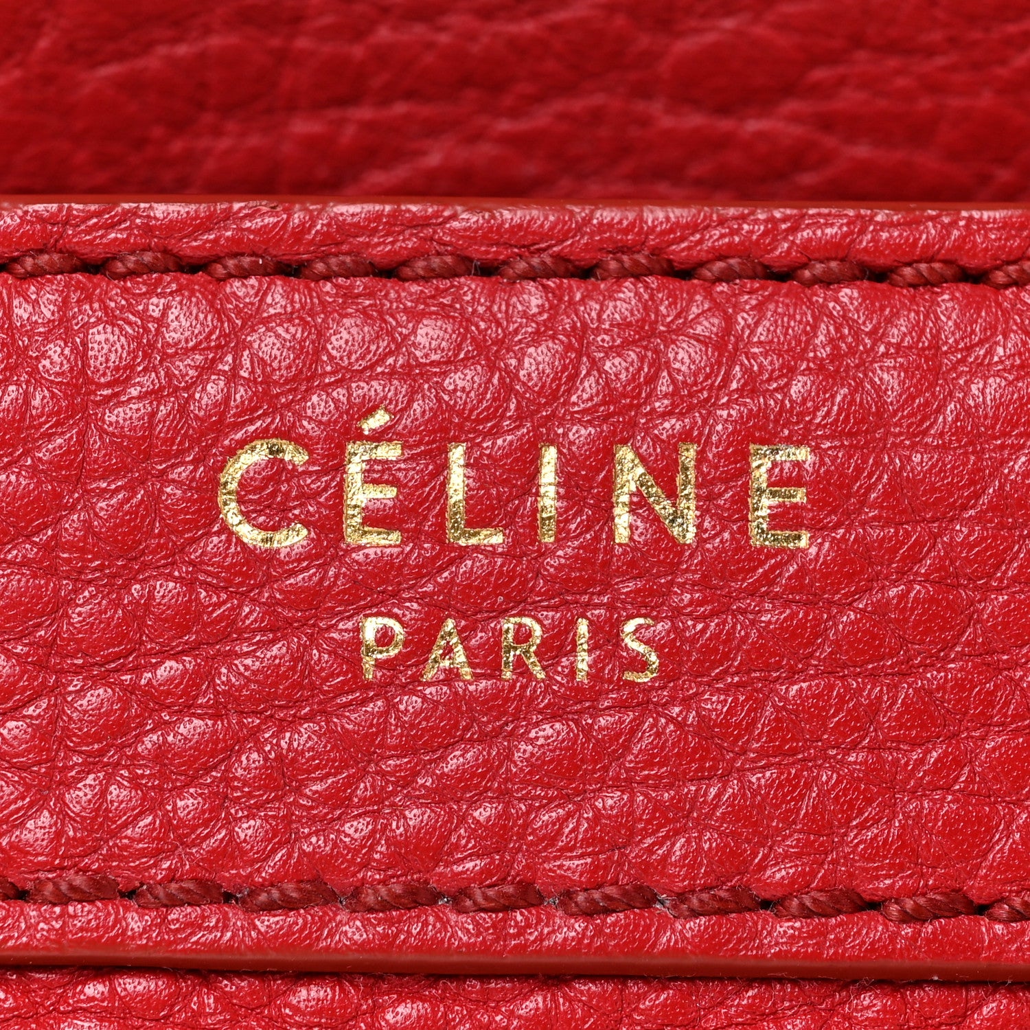 Celine Drummed Calfskin Nano Luggage Red 16 of 16