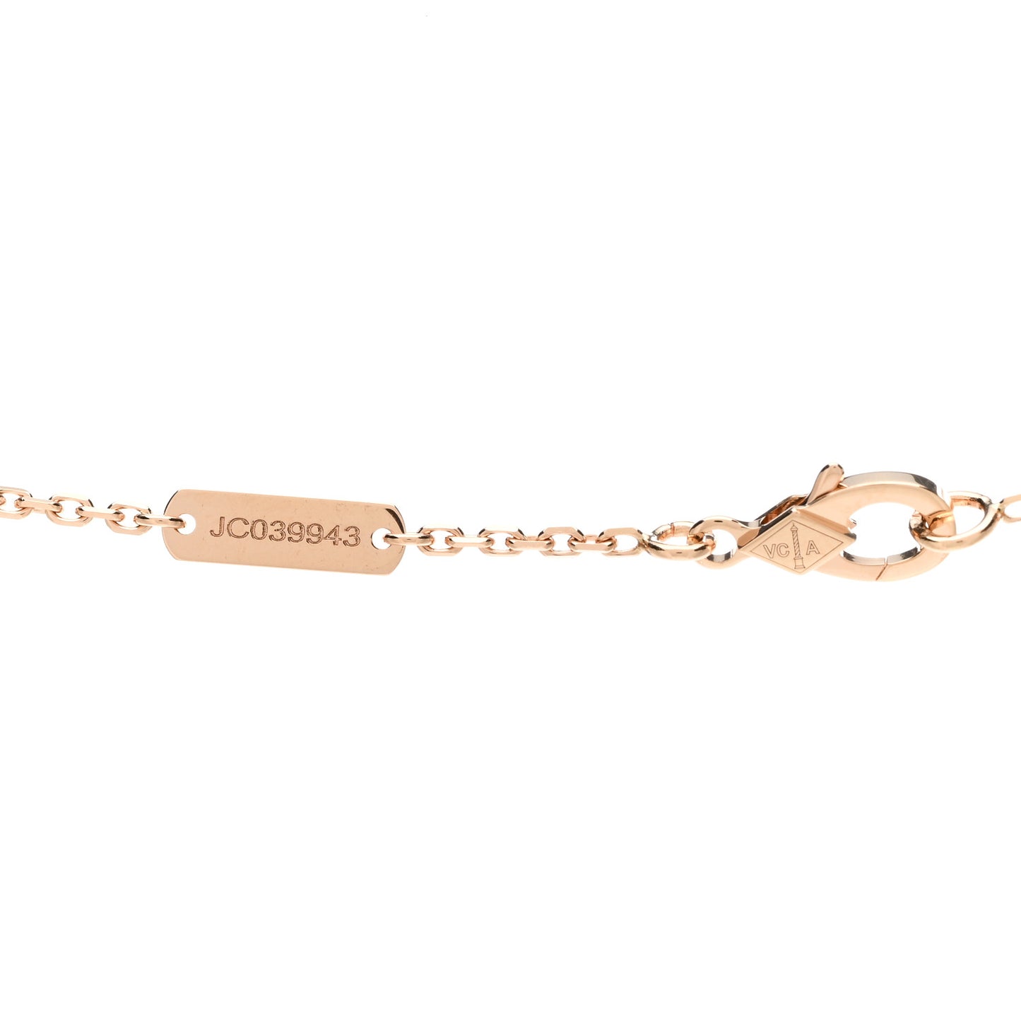 18K Rose Gold Diamond Rhodonite Vintage Alhambra Pendant Necklace