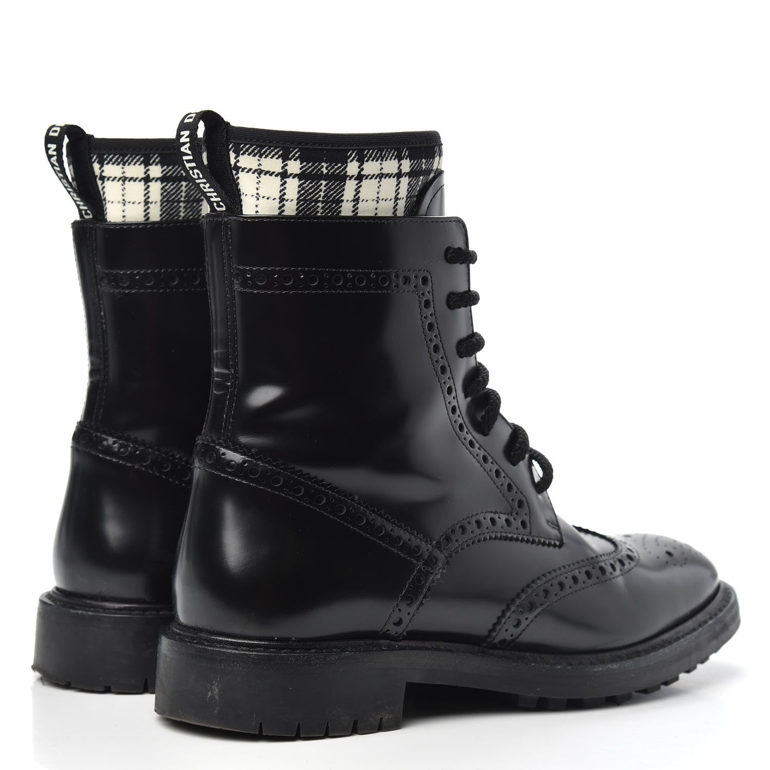Christian Dior Calfskin Tartan D-Order Low Boot 36 Black White 4 of 9
