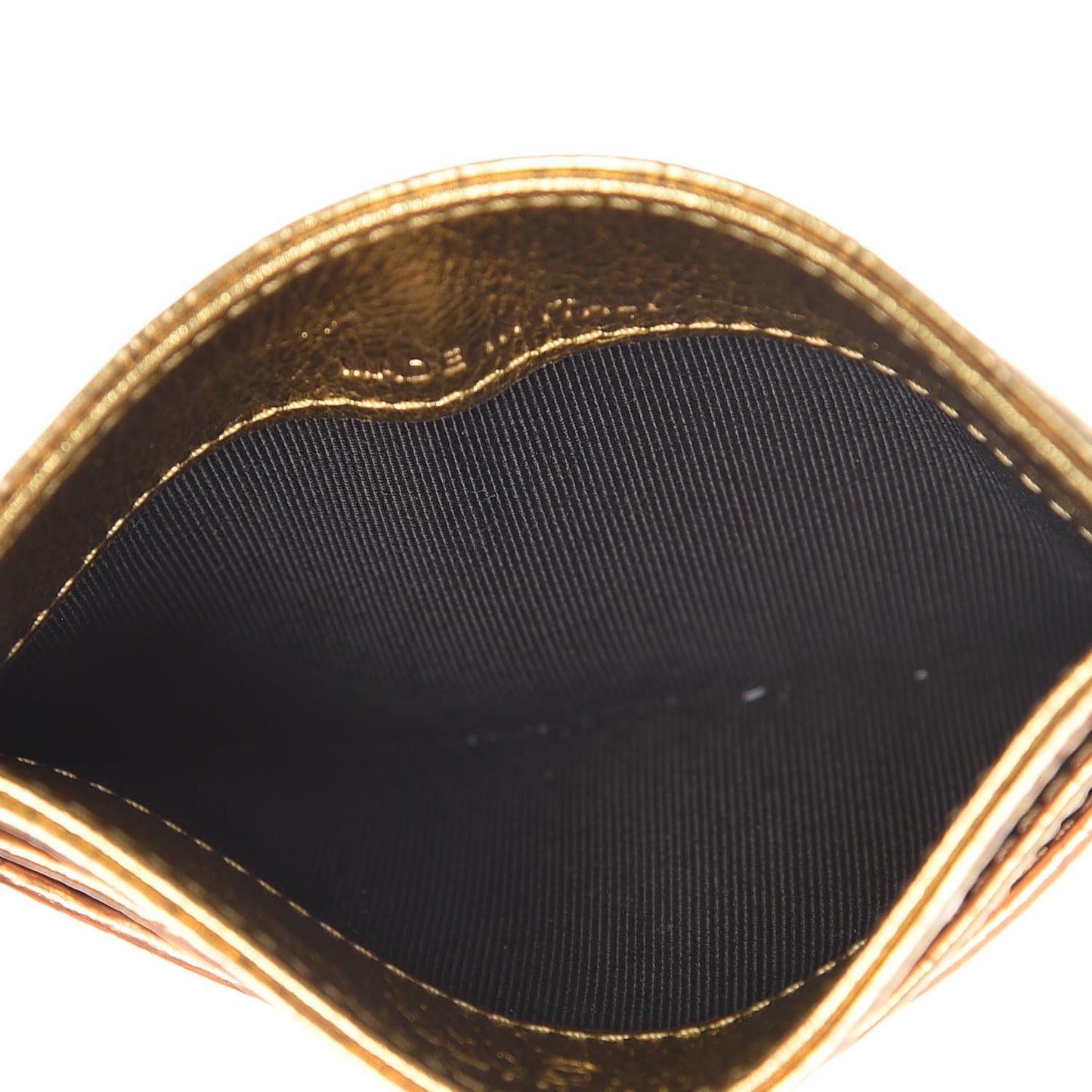 Metallic Calfskin Crocodile Embossed Cocodile Card Holder Gold