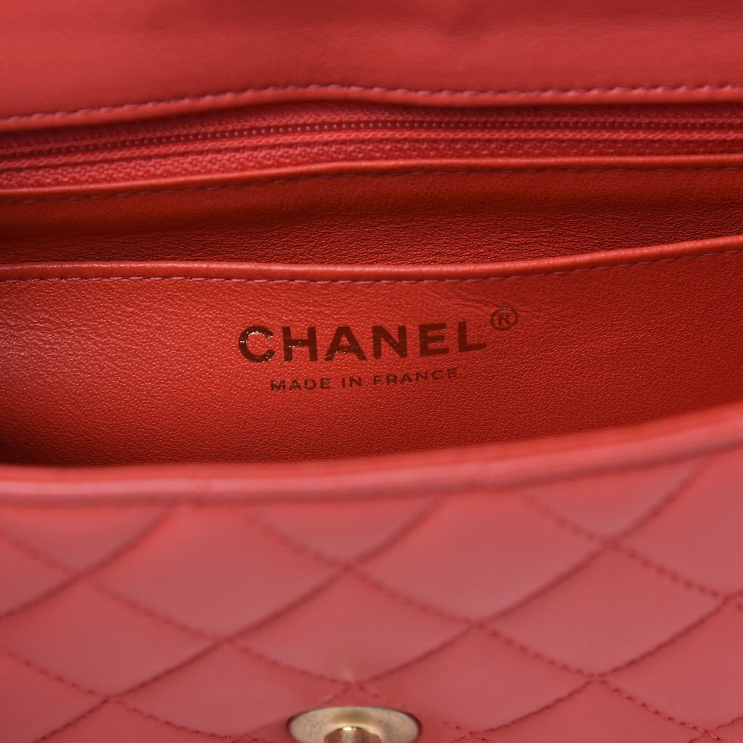 Lambskin Quilted Mini Rectangular Flap Red