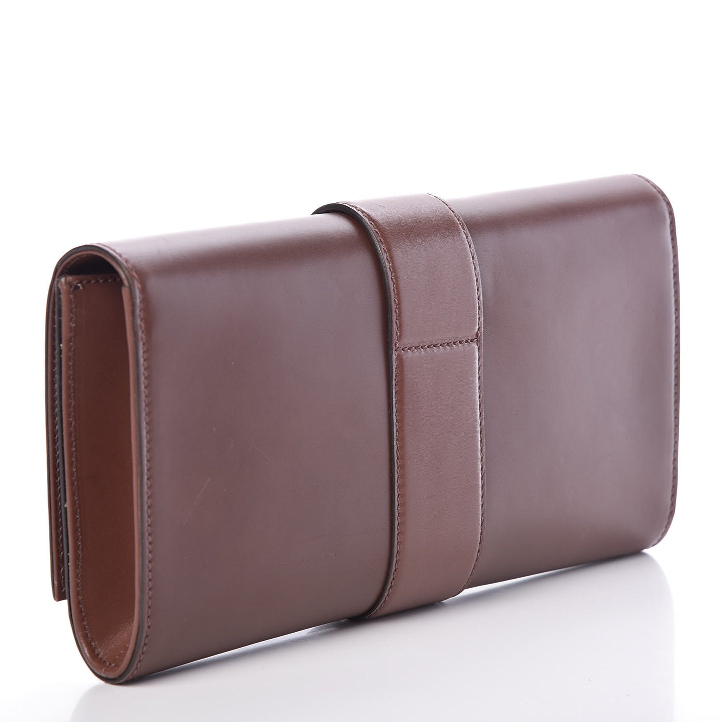 Calfskin Lady Buckle Clutch Brown