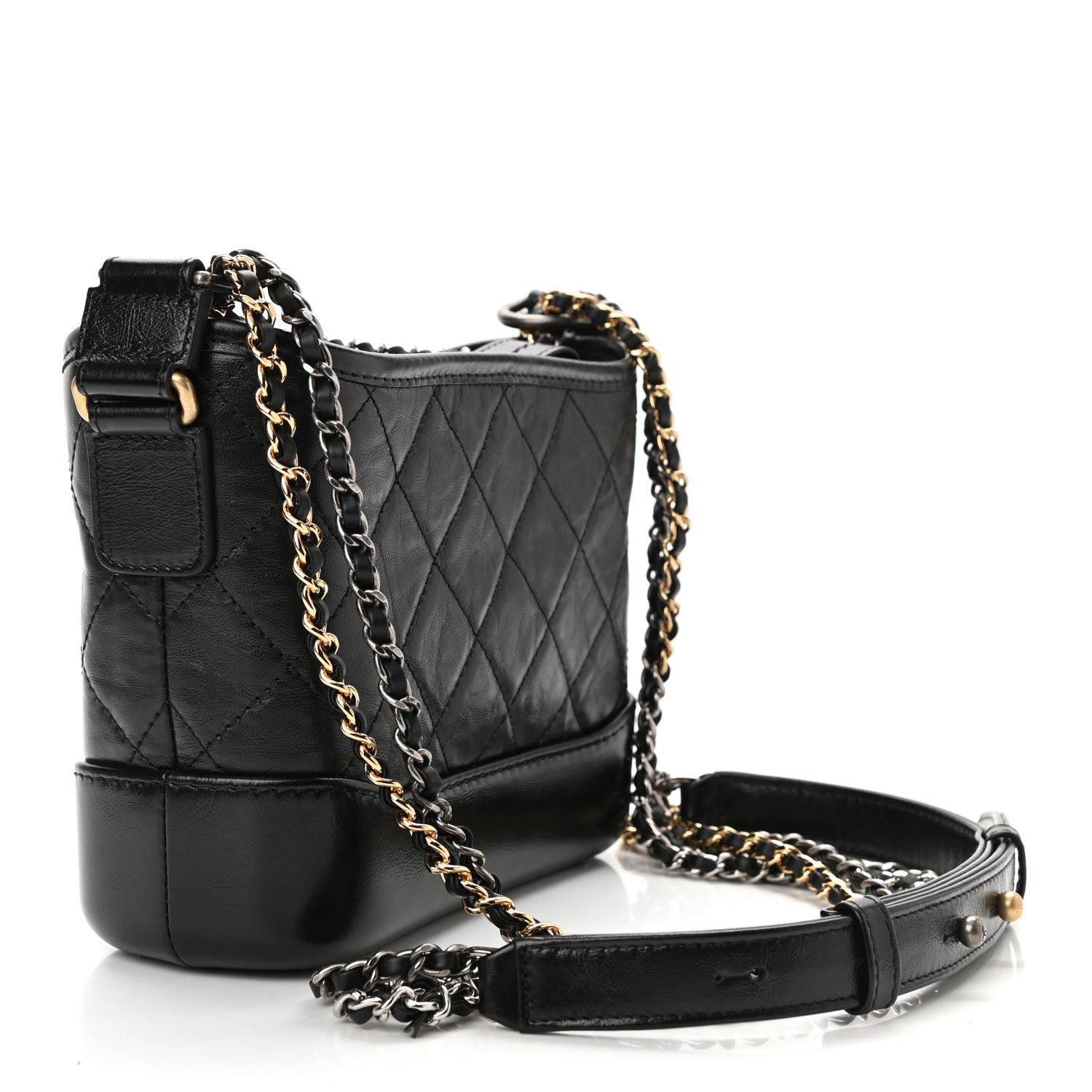 Chanel Aged Calfskin Quilted Small Gabrielle Hobo Black 3 of 10