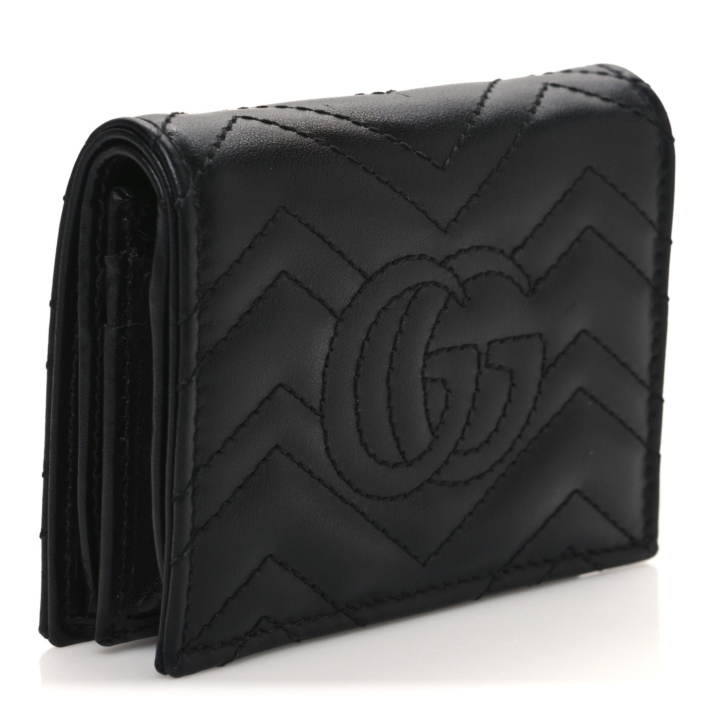 Calfskin Matelasse GG Marmont Card Case Wallet Black