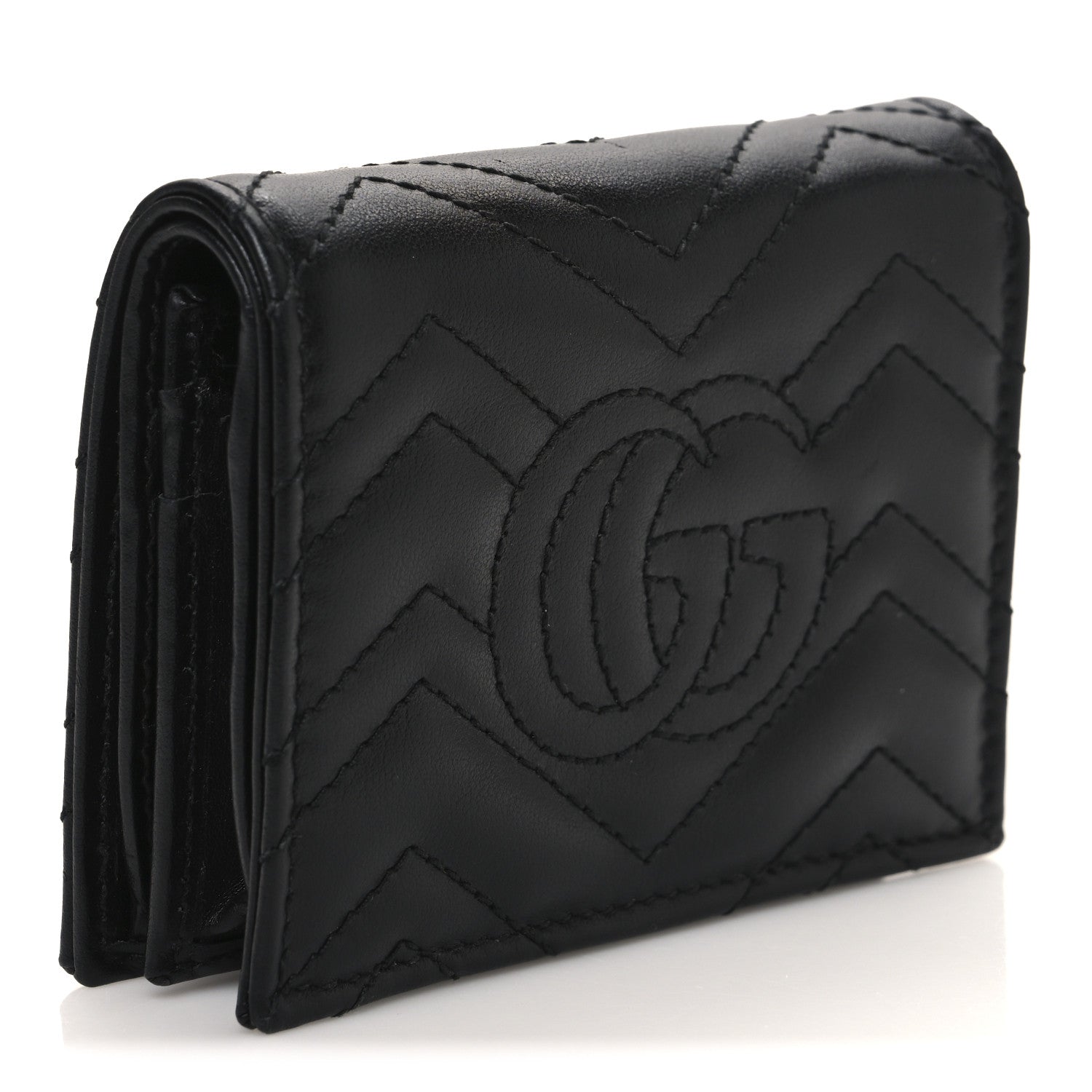 Gucci Calfskin Matelasse GG Marmont Card Case Wallet Black 3 of 7