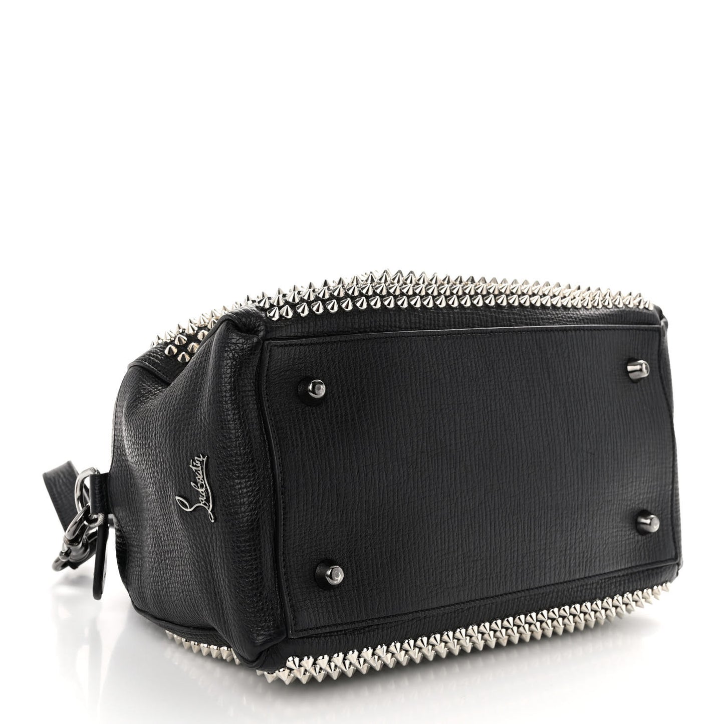 Grained Calfskin Studded Panettone Bowling Bag Black