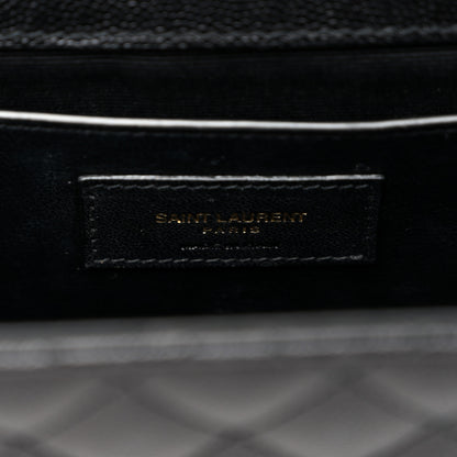 Saint Laurent Grain De Poudre Textured Mixed Matelasse Triquilt Medium Monogram Satchel Black 6 of 9