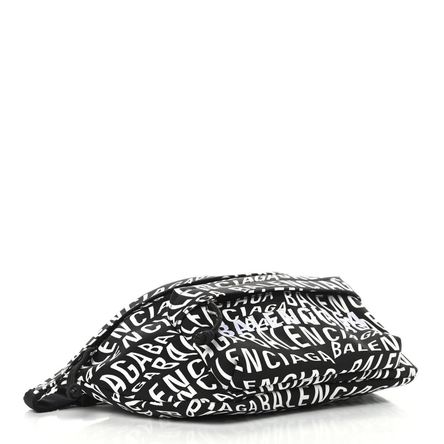Nylon Wave Logo Print Wheel Beltpack Black White