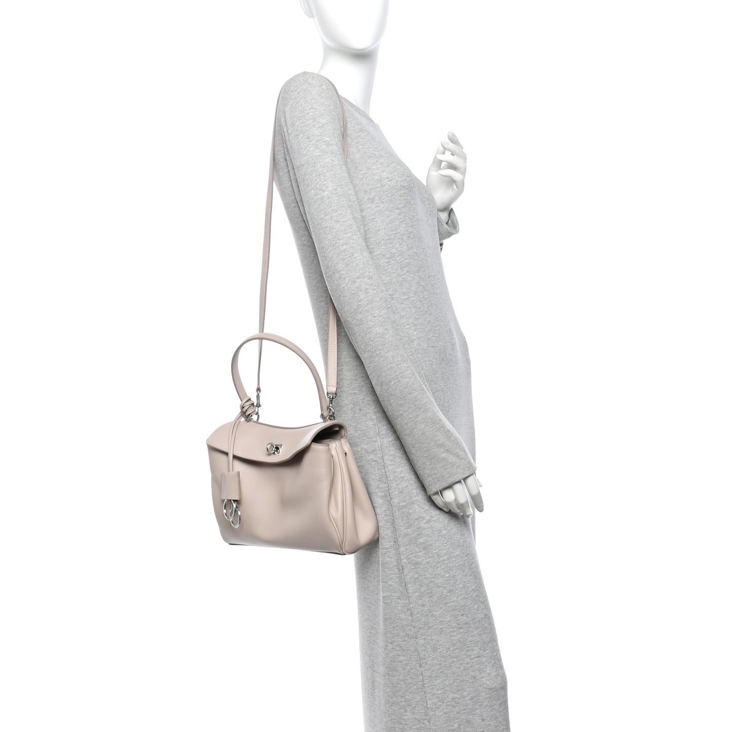 Natural Smooth Calfskin Small Rodeo Top Handle Handbag Almond
