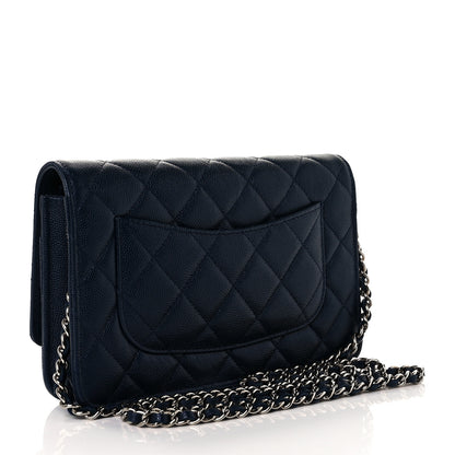 Chanel Caviar Quilted Wallet On Chain WOC Navy Blue 3 of 9