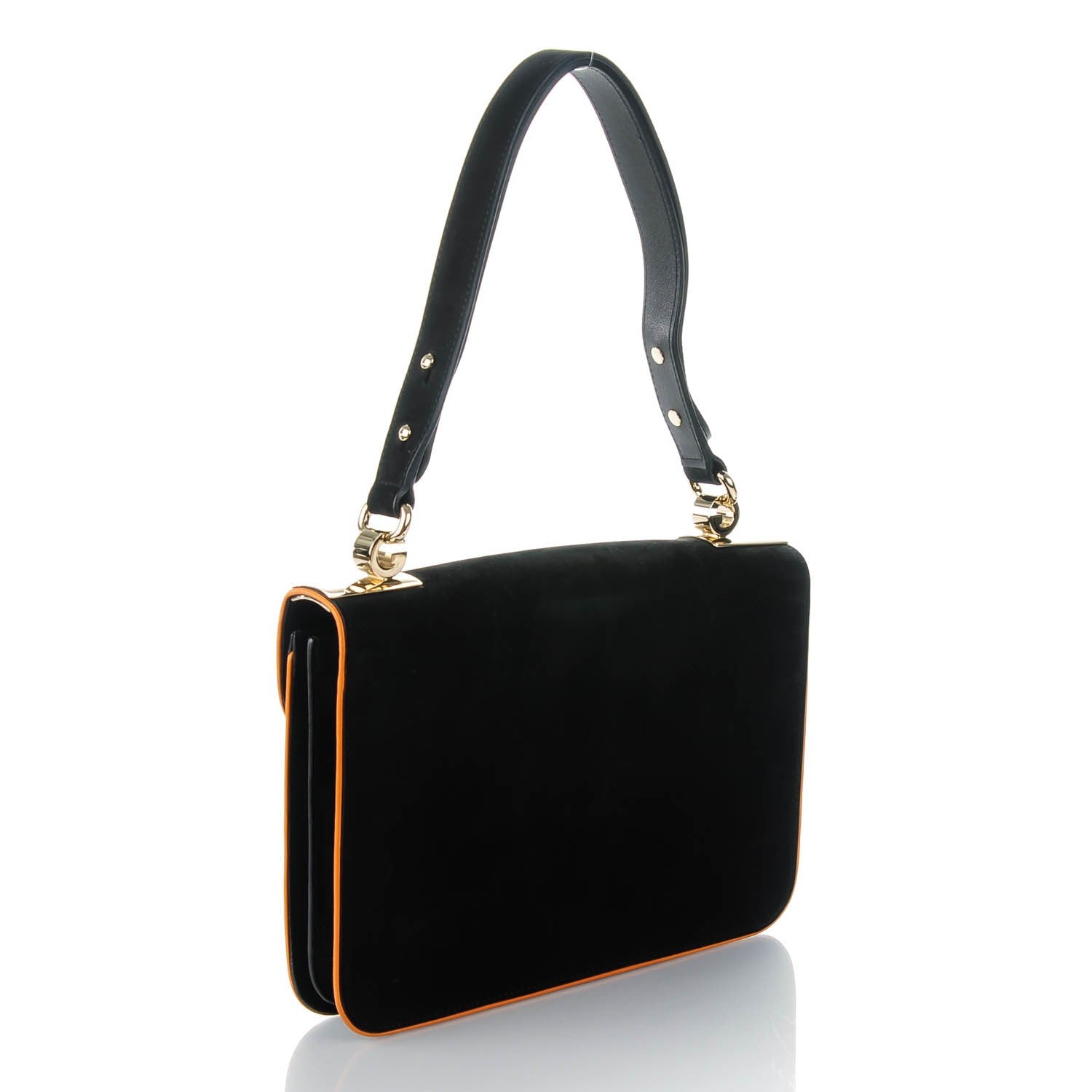 Gucci Nubuck Medium 1973 Shoulder Flap Bag Black 2 of 10