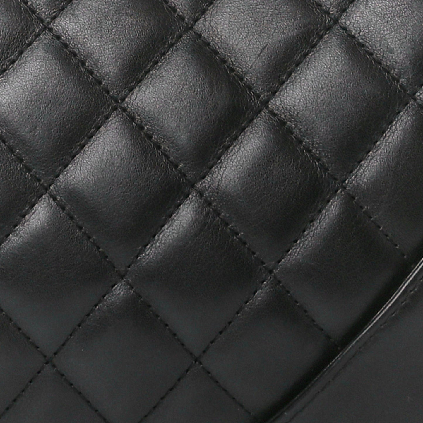 Calfskin Quilted Cambon Pochette Black White