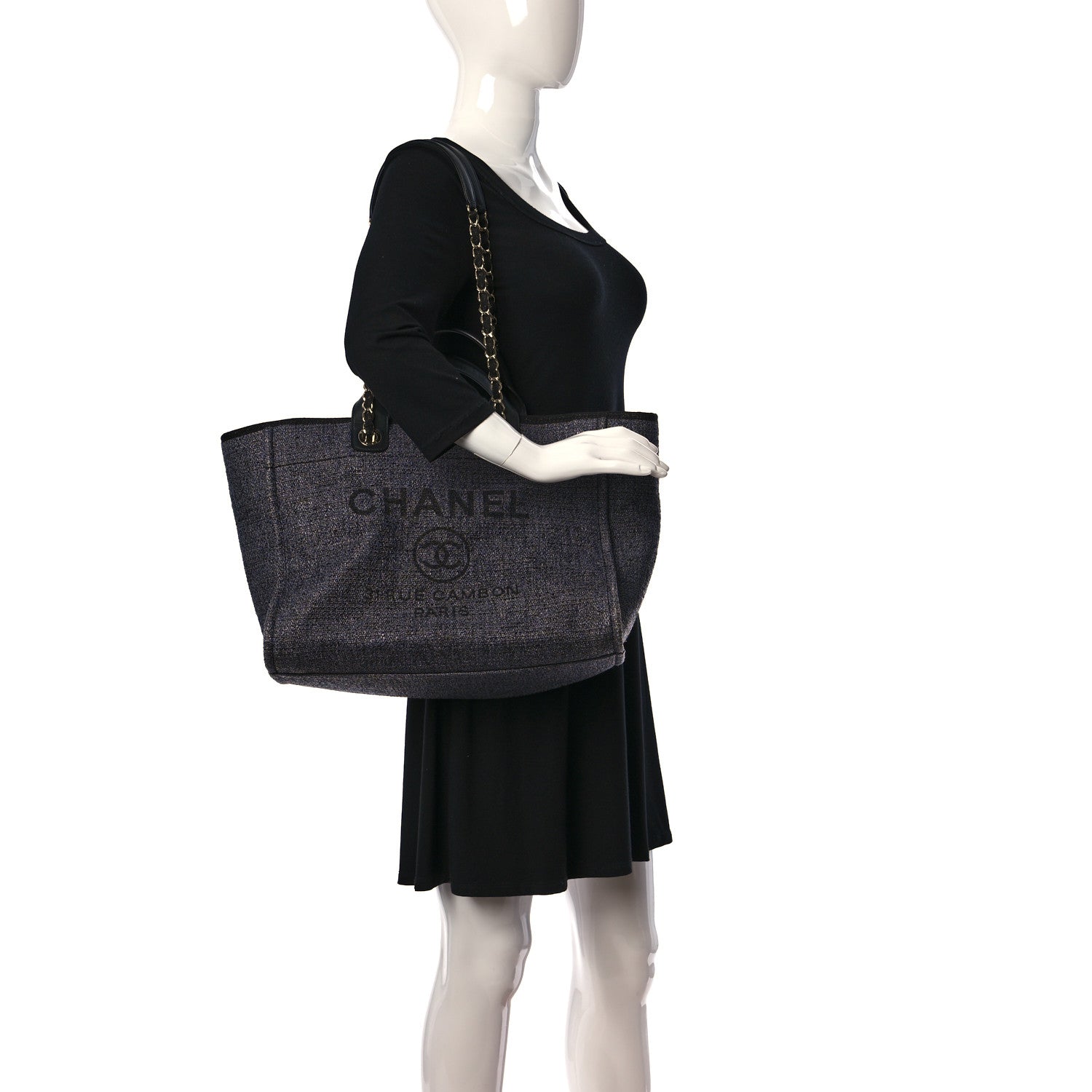 Chanel Lurex Boucle Medium Deauville Tote Blue 2 of 10