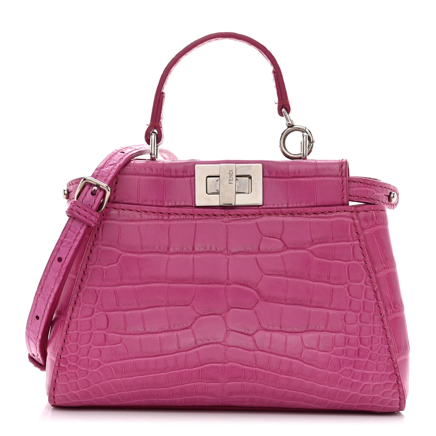 Shiny Alligator Shiny Nappa Micro Peekaboo Iconic Satchel Magenta